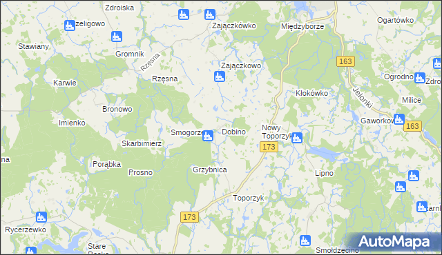 mapa Dobino gmina Połczyn-Zdrój, Dobino gmina Połczyn-Zdrój na mapie Targeo