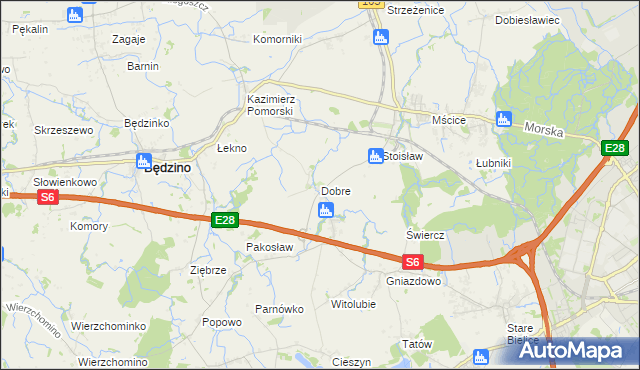 mapa Dobre gmina Będzino, Dobre gmina Będzino na mapie Targeo