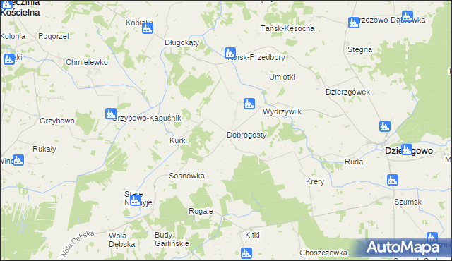 mapa Dobrogosty gmina Dzierzgowo, Dobrogosty gmina Dzierzgowo na mapie Targeo
