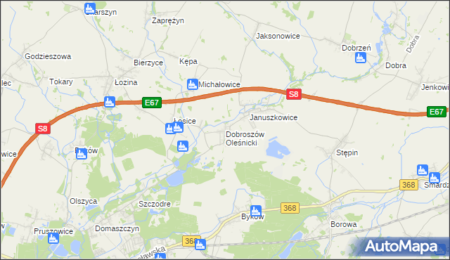 mapa Dobroszów Oleśnicki, Dobroszów Oleśnicki na mapie Targeo