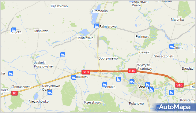 mapa Dobrzyniewo, Dobrzyniewo na mapie Targeo