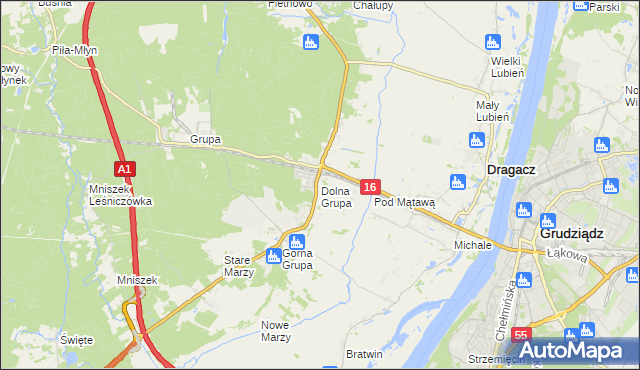 mapa Dolna Grupa, Dolna Grupa na mapie Targeo
