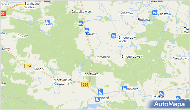 mapa Domanice gmina Wińsko, Domanice gmina Wińsko na mapie Targeo