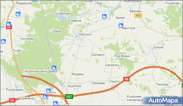 mapa Domanin gmina Kępno, Domanin gmina Kępno na mapie Targeo