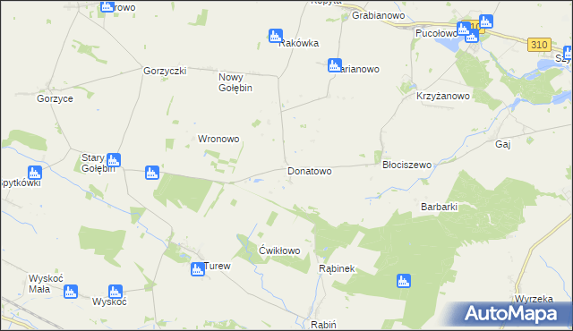 mapa Donatowo gmina Czempiń, Donatowo gmina Czempiń na mapie Targeo
