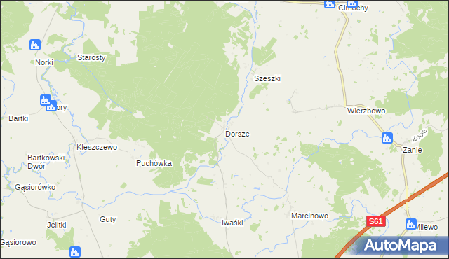 mapa Dorsze gmina Kalinowo, Dorsze gmina Kalinowo na mapie Targeo