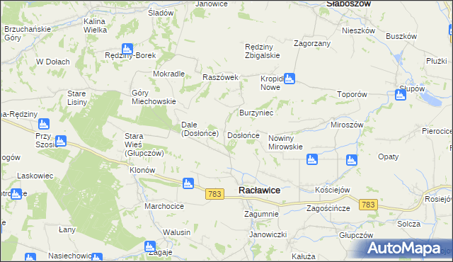 mapa Dosłońce, Dosłońce na mapie Targeo