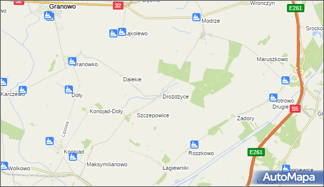 mapa Drożdżyce, Drożdżyce na mapie Targeo