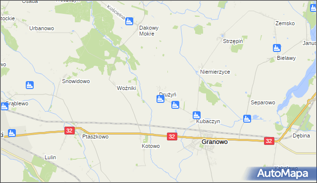 mapa Drużyń, Drużyń na mapie Targeo