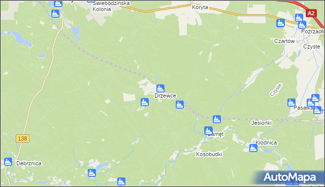 mapa Drzewce Kolonia, Drzewce Kolonia na mapie Targeo