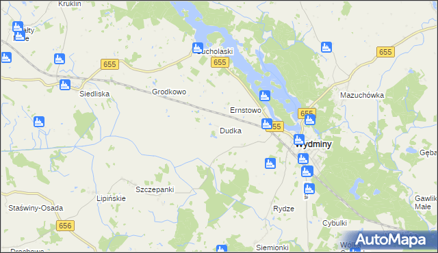 mapa Dudka gmina Wydminy, Dudka gmina Wydminy na mapie Targeo