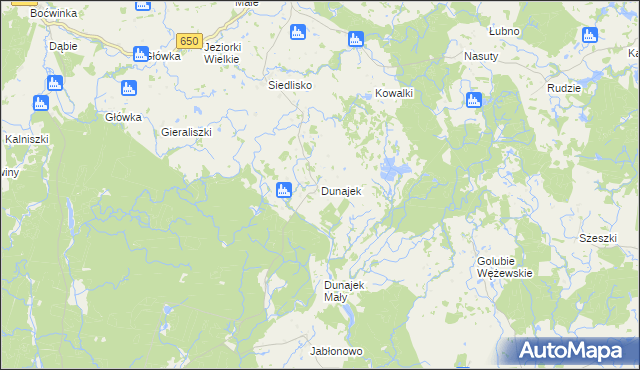 mapa Dunajek gmina Gołdap, Dunajek gmina Gołdap na mapie Targeo