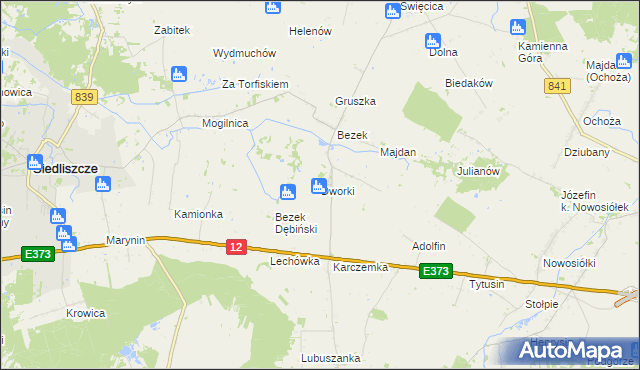 mapa Dworki gmina Siedliszcze, Dworki gmina Siedliszcze na mapie Targeo