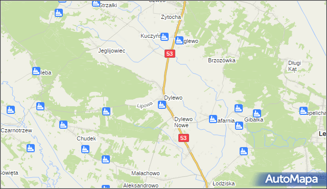 mapa Dylewo gmina Kadzidło, Dylewo gmina Kadzidło na mapie Targeo