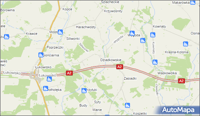 mapa Dziadkowskie, Dziadkowskie na mapie Targeo