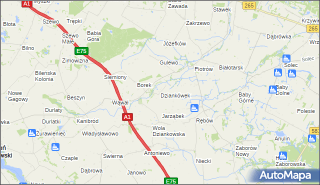 mapa Dziankówek, Dziankówek na mapie Targeo