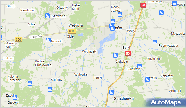 mapa Dzierżanów gmina Jadów, Dzierżanów gmina Jadów na mapie Targeo