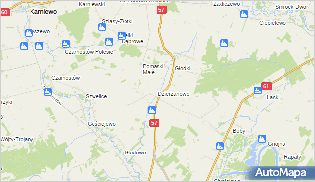 mapa Dzierżanowo gmina Szelków, Dzierżanowo gmina Szelków na mapie Targeo