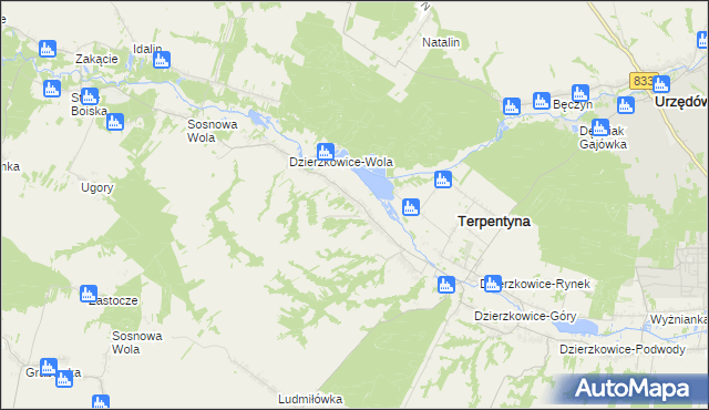 mapa Dzierzkowice-Zastawie, Dzierzkowice-Zastawie na mapie Targeo