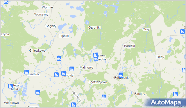 mapa Dzikowo Iławeckie, Dzikowo Iławeckie na mapie Targeo