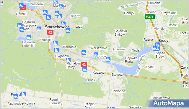 mapa Dziurów gmina Brody, Dziurów gmina Brody na mapie Targeo