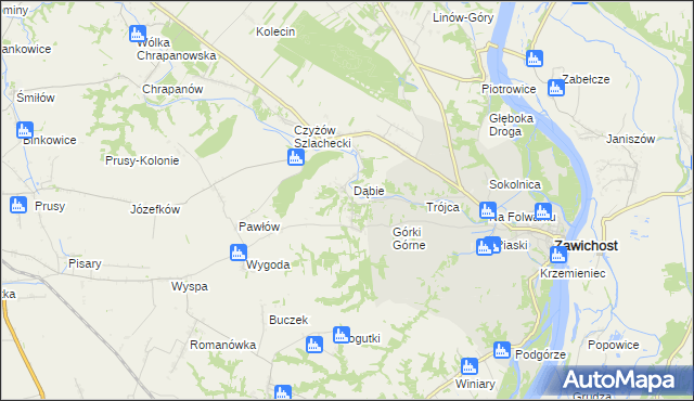 mapa Dziurów gmina Zawichost, Dziurów gmina Zawichost na mapie Targeo