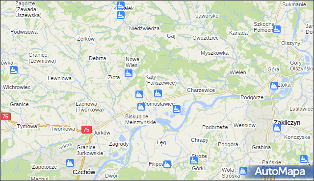 mapa Faliszewice, Faliszewice na mapie Targeo