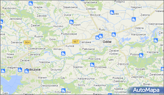 mapa Fałkowice gmina Gdów, Fałkowice gmina Gdów na mapie Targeo