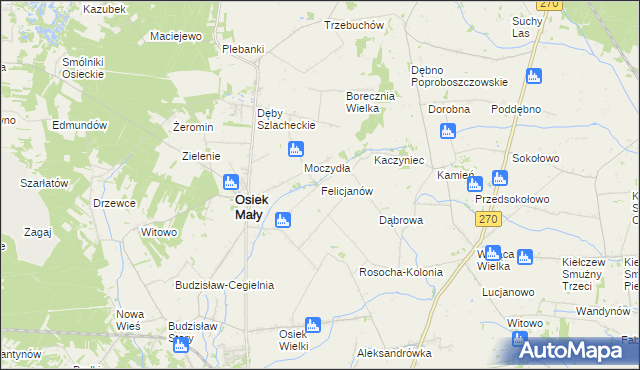 mapa Felicjanów gmina Osiek Mały, Felicjanów gmina Osiek Mały na mapie Targeo