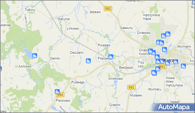 mapa Filipówka gmina Kętrzyn, Filipówka gmina Kętrzyn na mapie Targeo