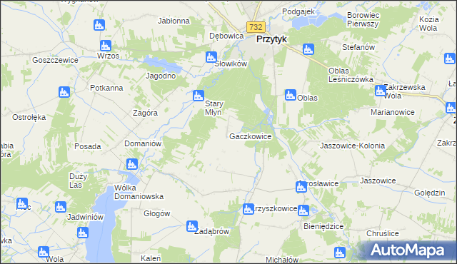 mapa Gaczkowice, Gaczkowice na mapie Targeo