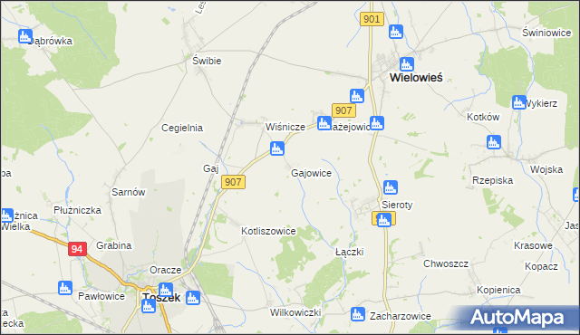 mapa Gajowice, Gajowice na mapie Targeo