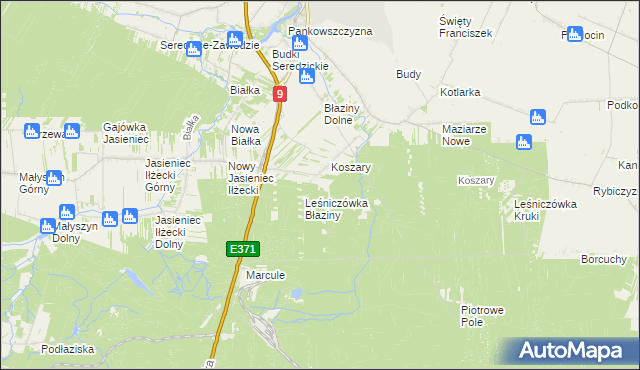 mapa Gajówka Maziarze k/Koszary, Gajówka Maziarze k/Koszary na mapie Targeo