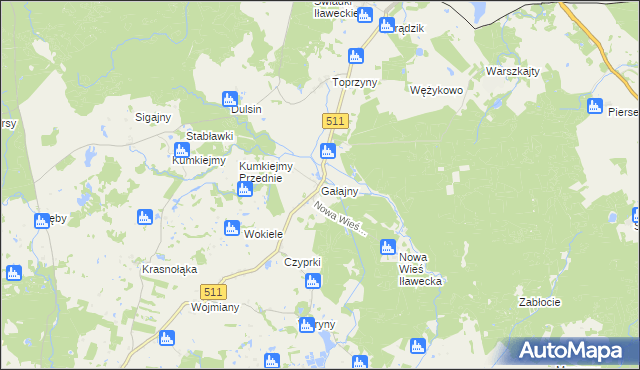 mapa Gałajny, Gałajny na mapie Targeo