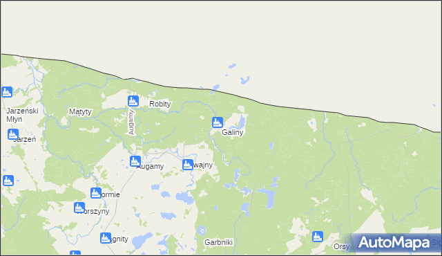 mapa Galiny gmina Górowo Iławeckie, Galiny gmina Górowo Iławeckie na mapie Targeo
