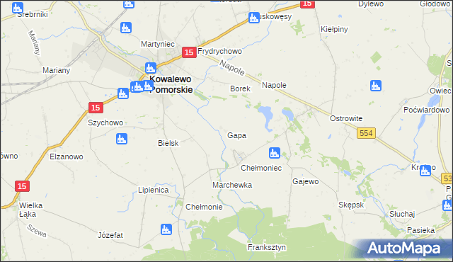 mapa Gapa gmina Kowalewo Pomorskie, Gapa gmina Kowalewo Pomorskie na mapie Targeo