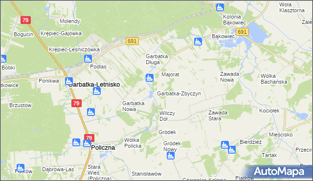 mapa Garbatka-Zbyczyn, Garbatka-Zbyczyn na mapie Targeo