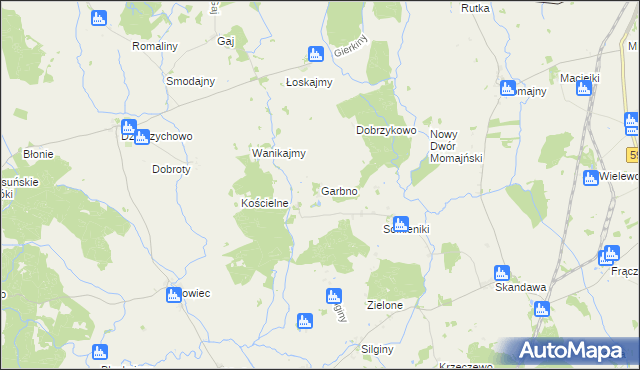 mapa Garbno gmina Barciany, Garbno gmina Barciany na mapie Targeo