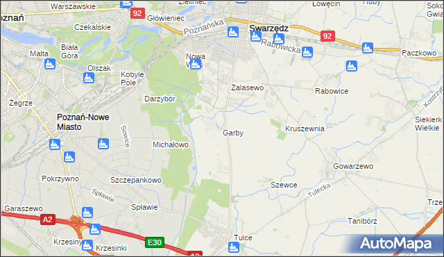 mapa Garby gmina Swarzędz, Garby gmina Swarzędz na mapie Targeo