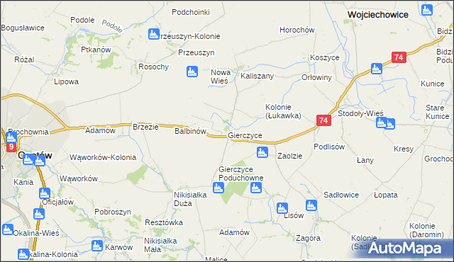 mapa Gierczyce gmina Wojciechowice, Gierczyce gmina Wojciechowice na mapie Targeo