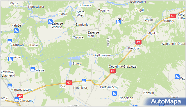 mapa Giętkowizna, Giętkowizna na mapie Targeo