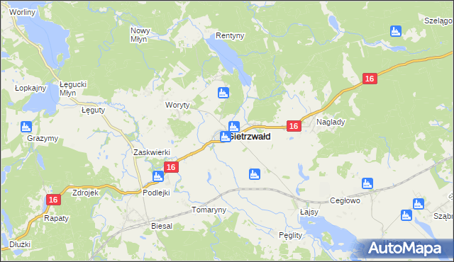 mapa Gietrzwałd, Gietrzwałd na mapie Targeo