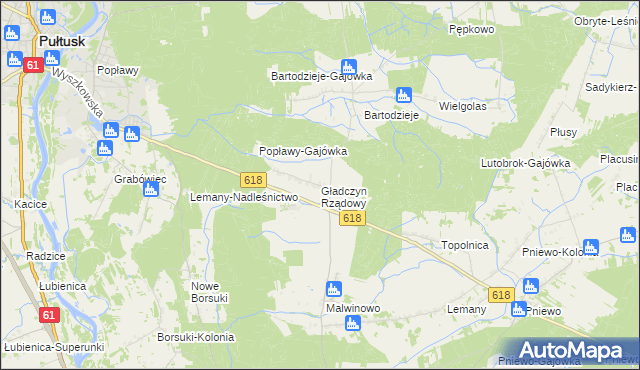 mapa Gładczyn Rządowy, Gładczyn Rządowy na mapie Targeo