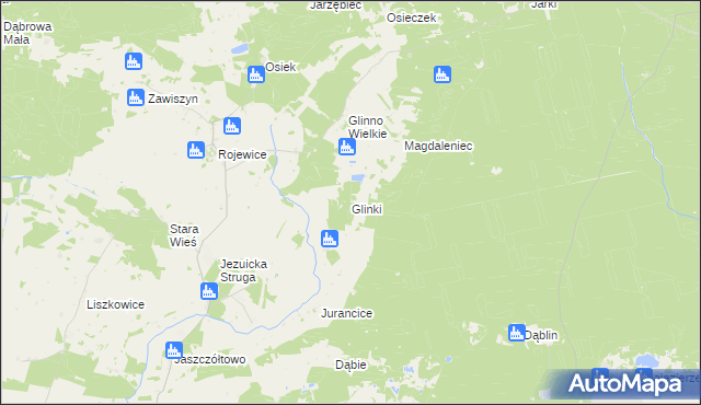 mapa Glinki gmina Rojewo, Glinki gmina Rojewo na mapie Targeo