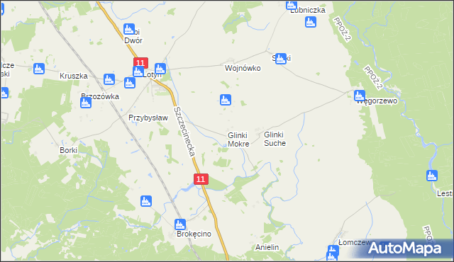 mapa Glinki Mokre, Glinki Mokre na mapie Targeo