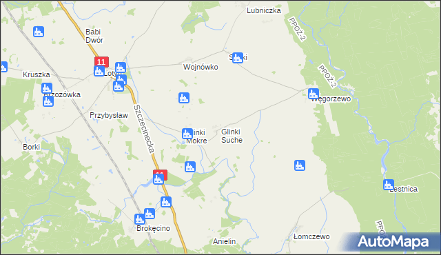 mapa Glinki Suche, Glinki Suche na mapie Targeo