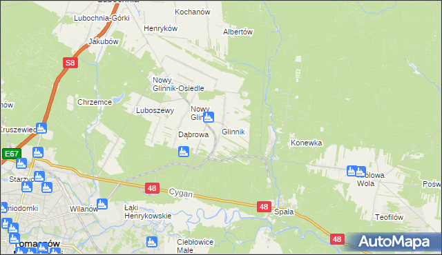 mapa Glinnik gmina Lubochnia, Glinnik gmina Lubochnia na mapie Targeo