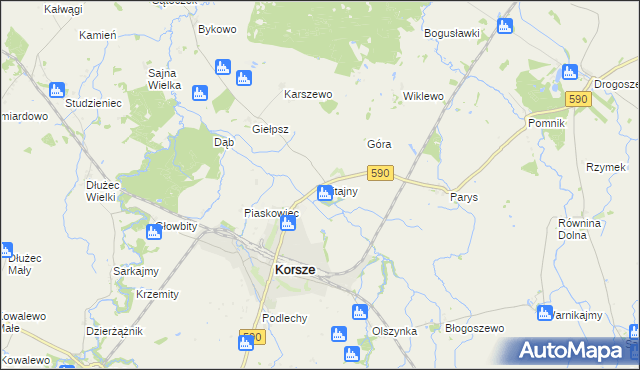 mapa Glitajny gmina Korsze, Glitajny gmina Korsze na mapie Targeo