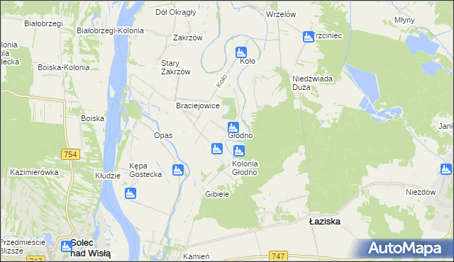 mapa Głodno gmina Łaziska, Głodno gmina Łaziska na mapie Targeo