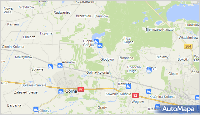 mapa Głodowo gmina Golina, Głodowo gmina Golina na mapie Targeo